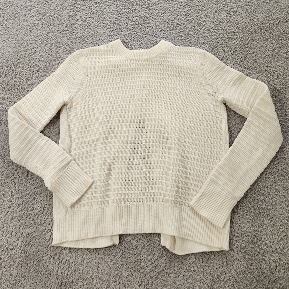Rag and Bone White Open Weave Cross Back Crewneck Cotton Sweater - Picture 1 of 6
